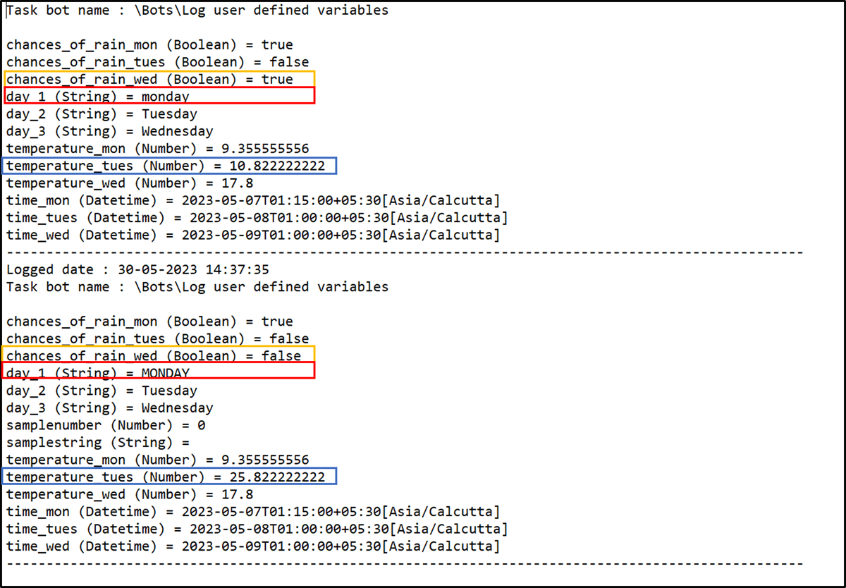Log the appended data