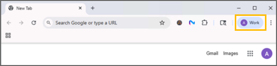 Affiche la vue lorsque le compte est actif dans le navigateur Google.