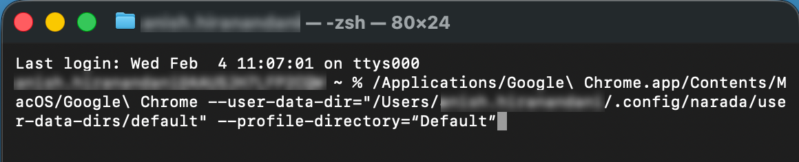 Example of running Chrome from Mac OS terminal.