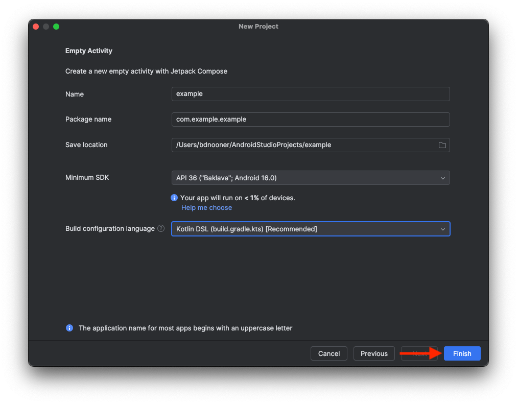 Android Studio-Einrichtungsprojekt