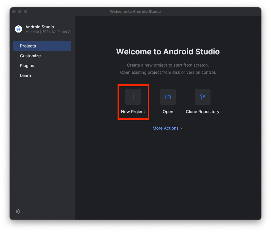 Android Studio 歡迎畫面