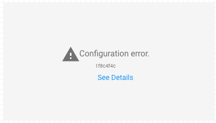 Une tuile de graphique cassée affiche le texte "Erreur de configuration" avec un lien "Afficher les détails" pour en savoir plus.