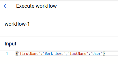 Área de entrada rellenada con la cadena JSON de ejemplo