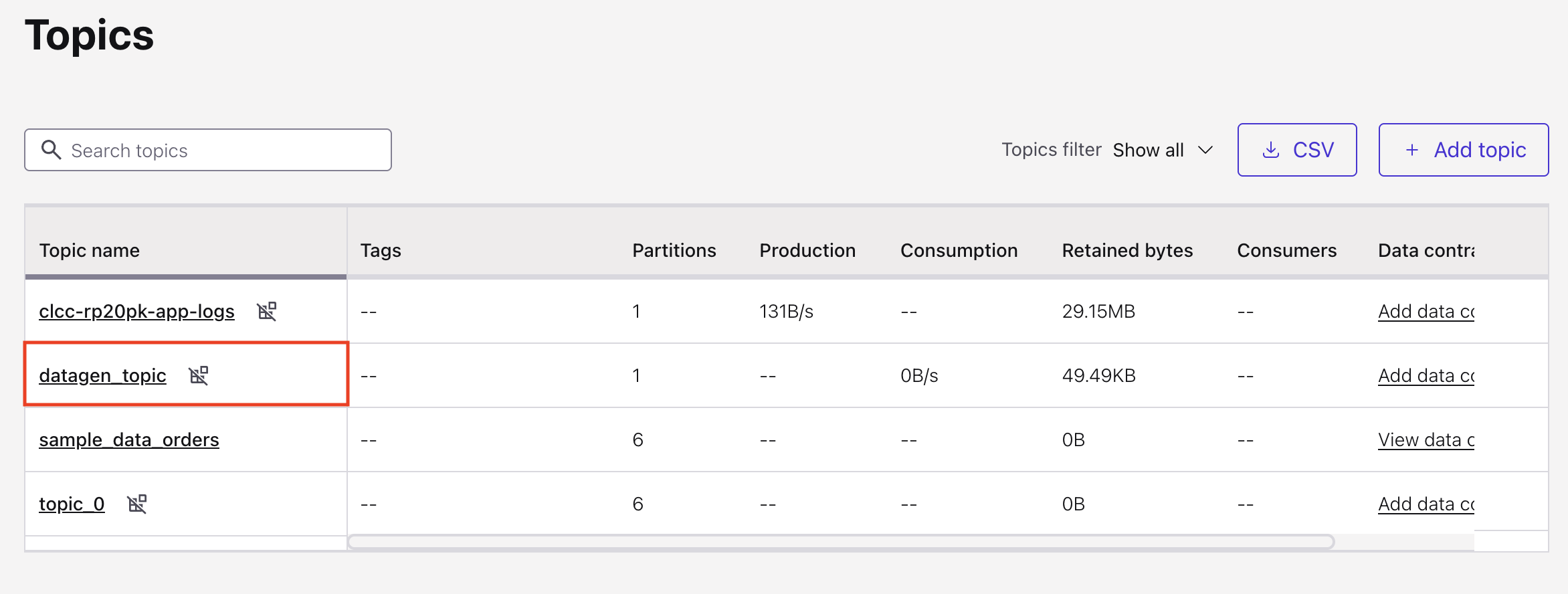Select log topic