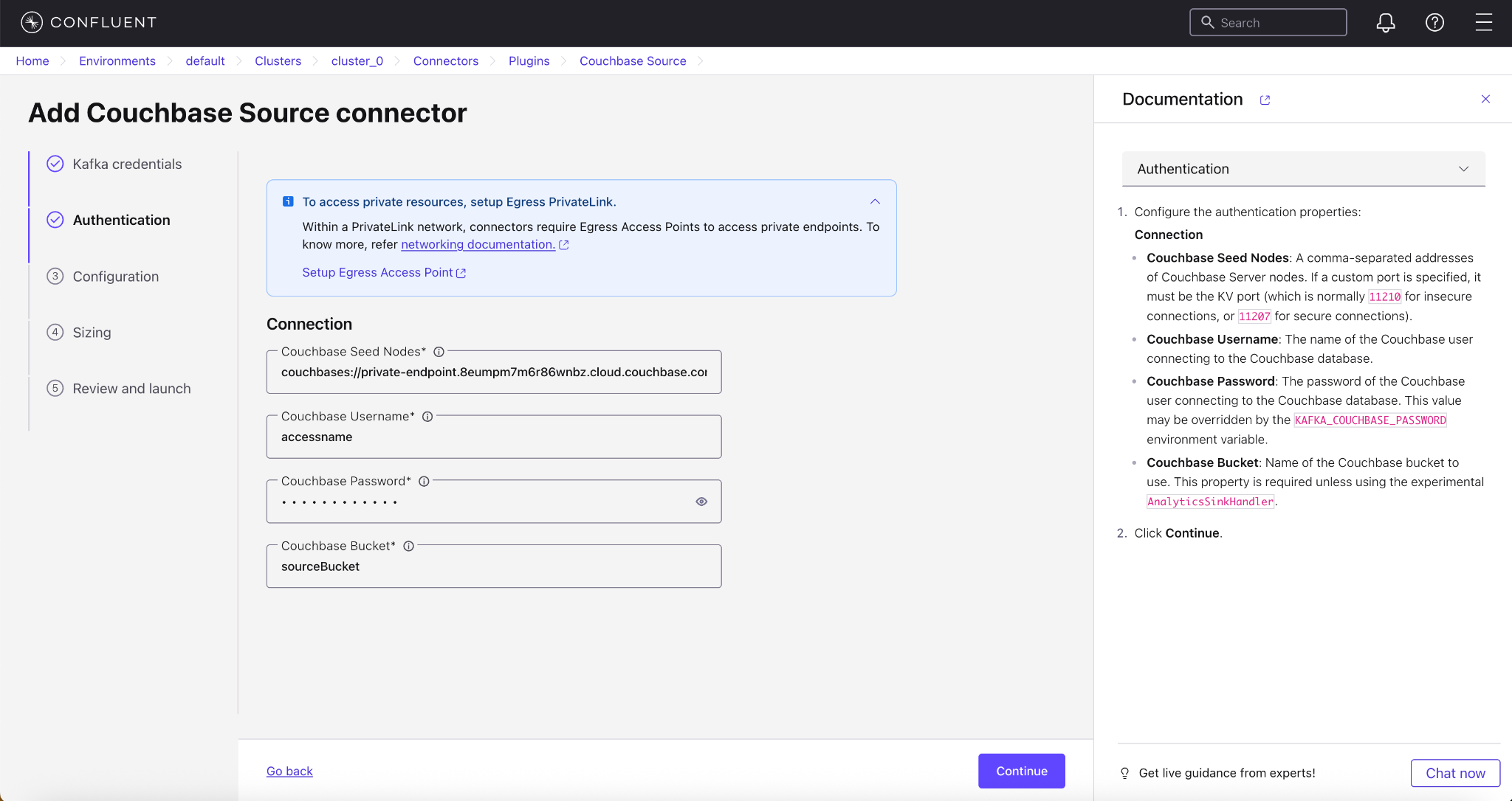 Create Couchbase DB Sink Connector