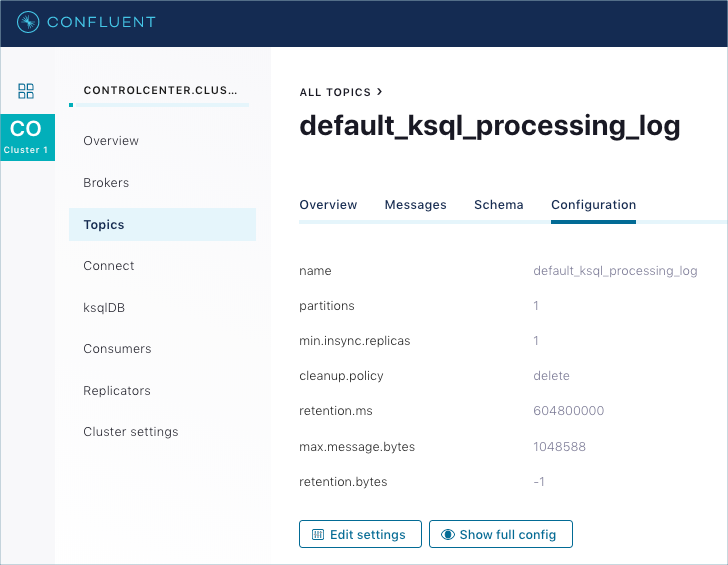 Basic Configuration page for Topic