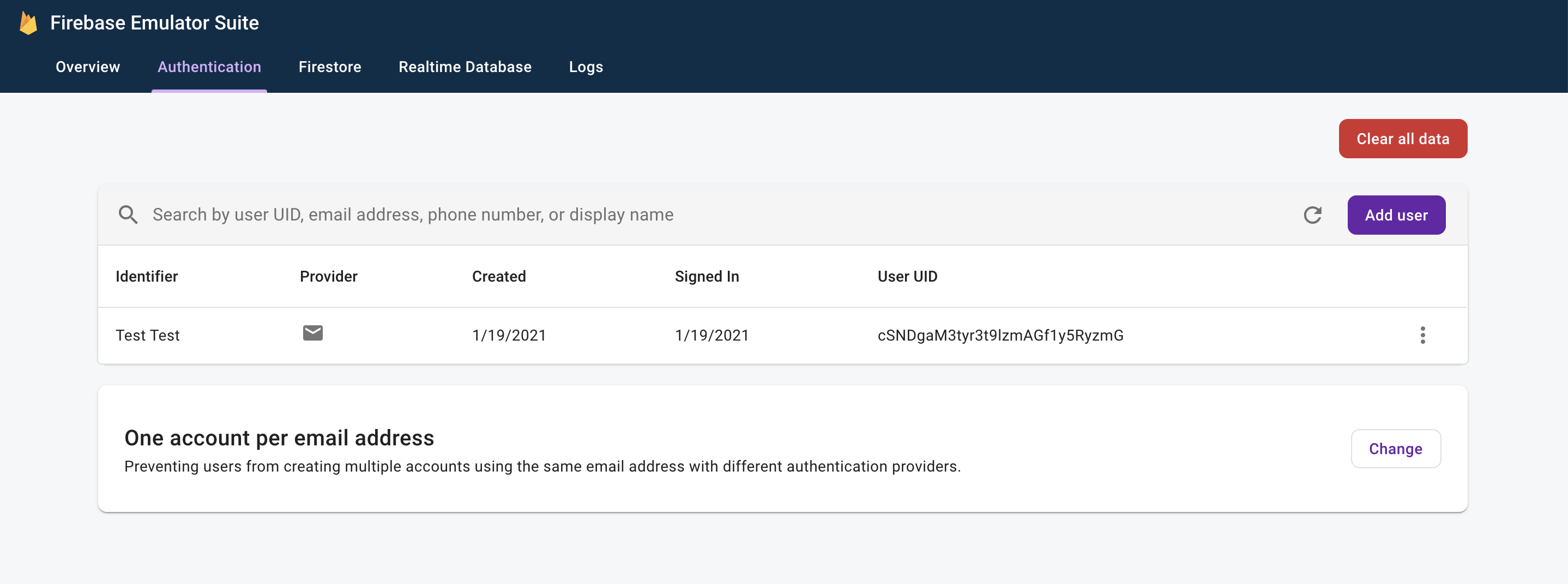 Émulateur Firebase Auth