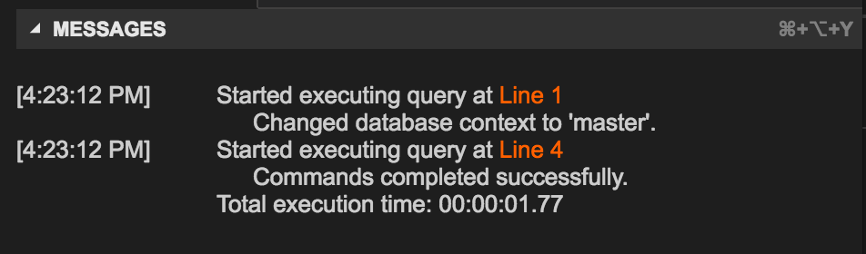 create database messages