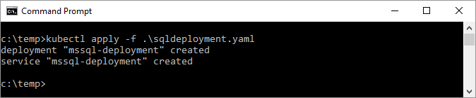 Screenshot of deployment command