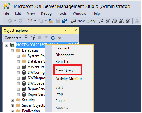 The New Query link