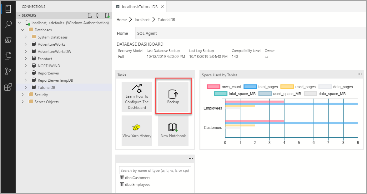 Screenshot that shows the Tasks widget.