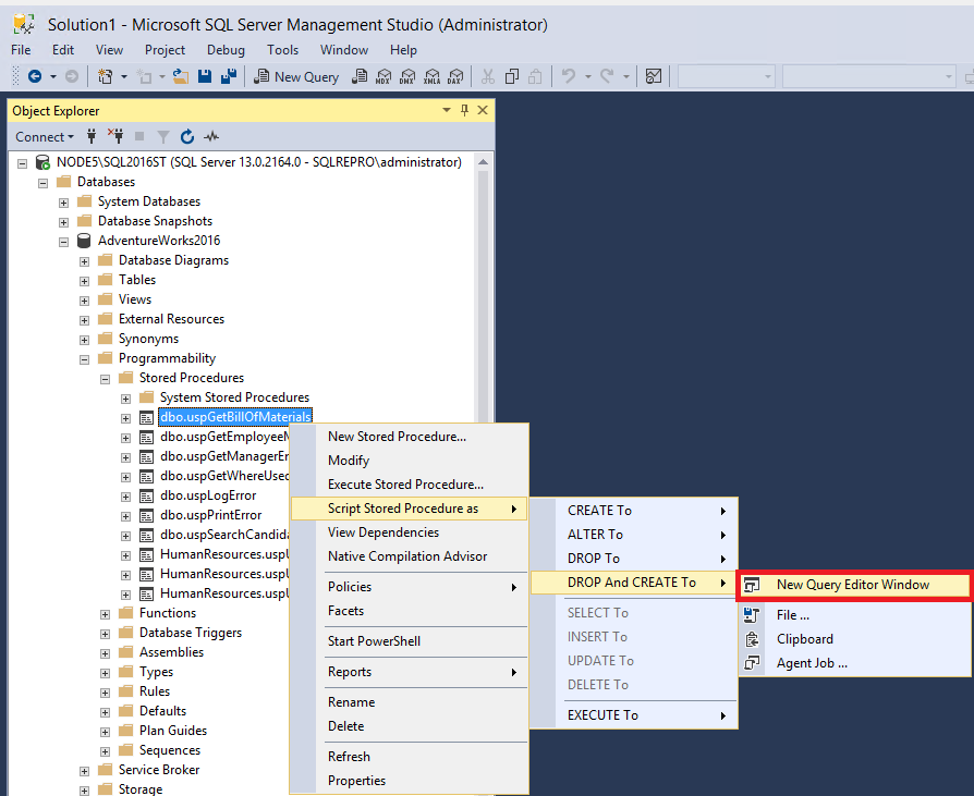 Script stored procedures