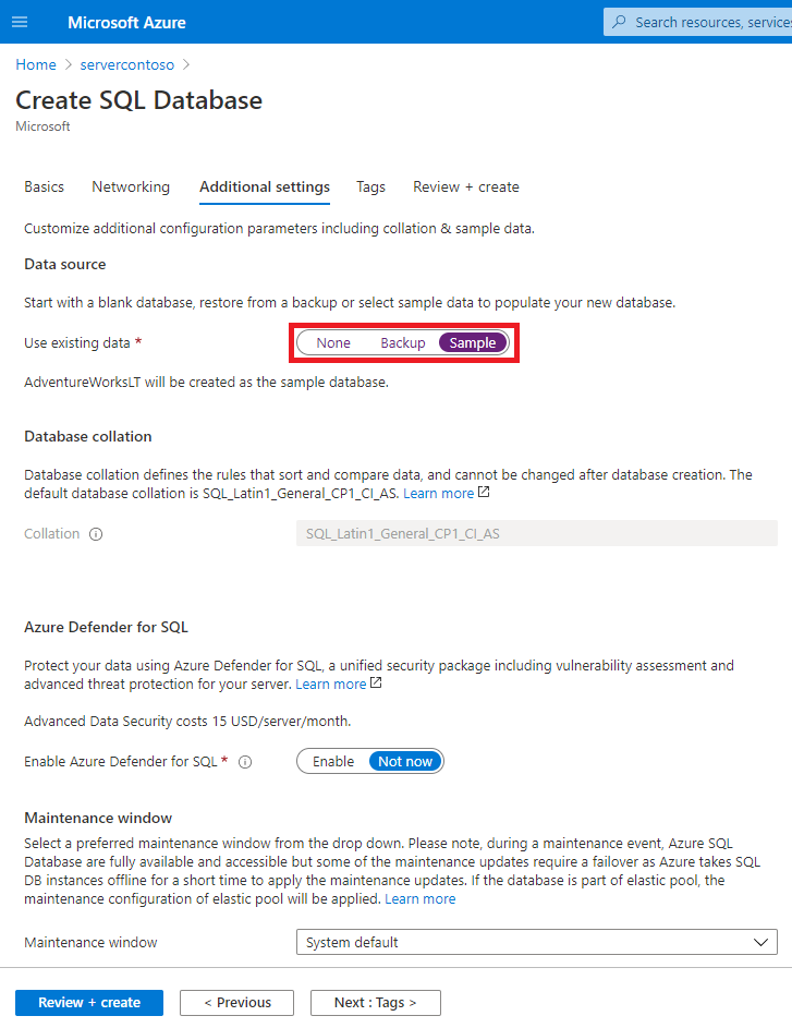 Additional settings tab