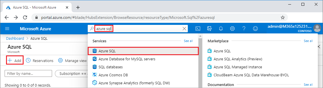 Add to Azure SQL