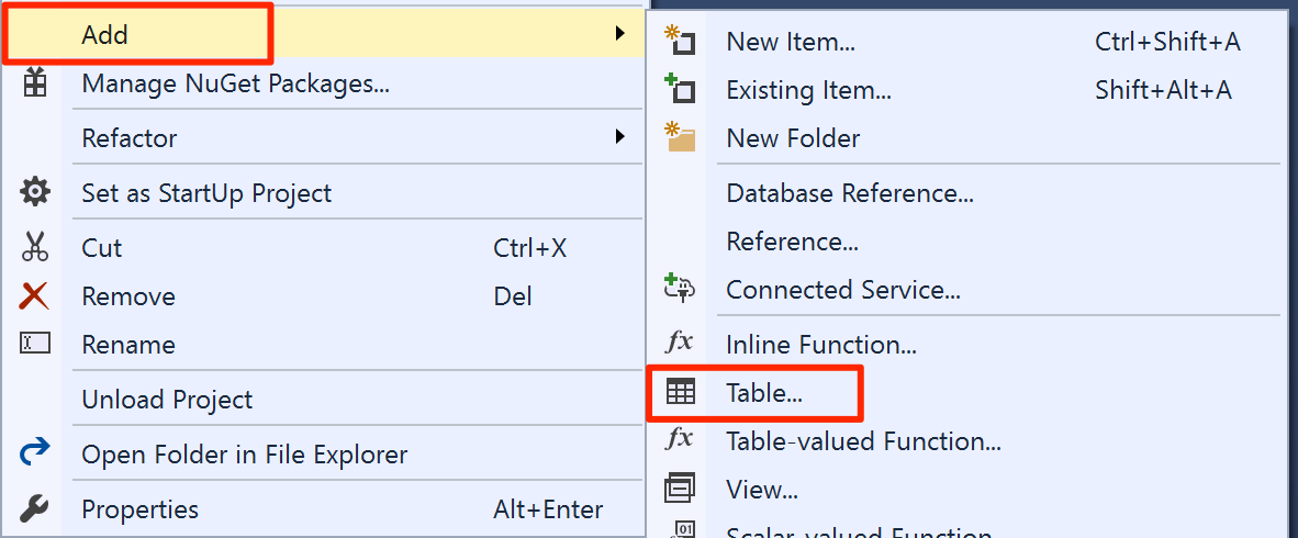 create table