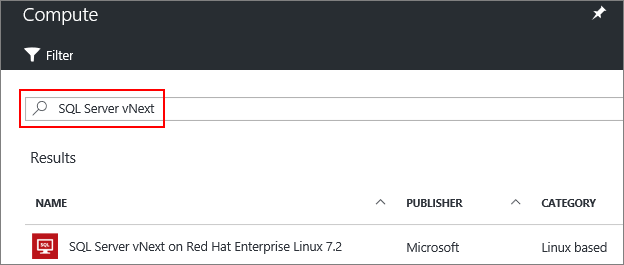 Search filter for SQL Server 2017 VM images