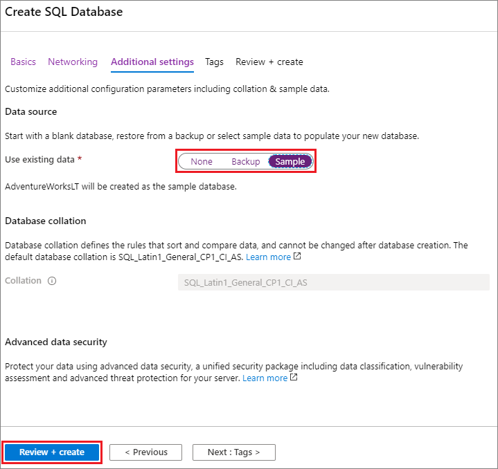 Additional settings tab