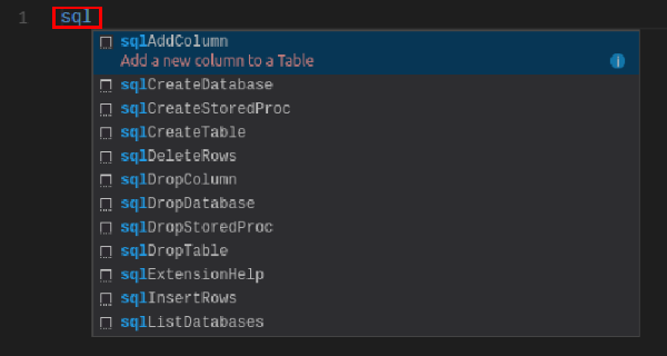 VS Code SQL snippets