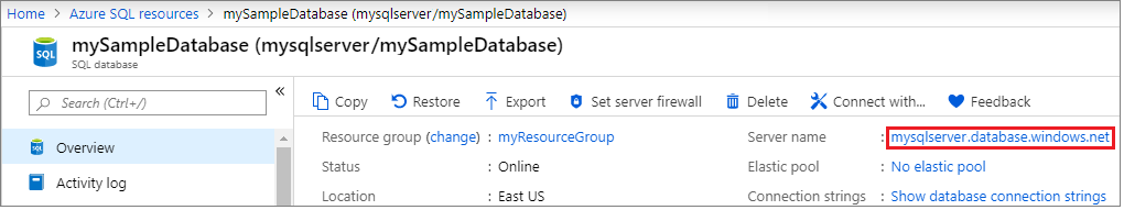 Open server for database