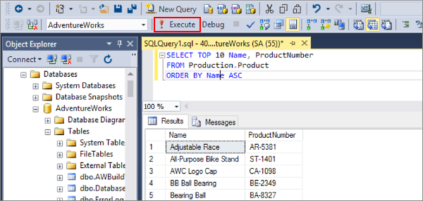 Success. Connect to SQL Database server: SQL Server Management Studio