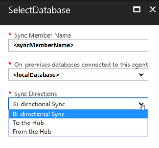 Select the on premises database