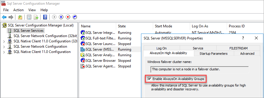 Enable Availability Groups