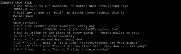 Detailed partial description of crontab format