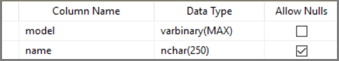 Name column for storing model names