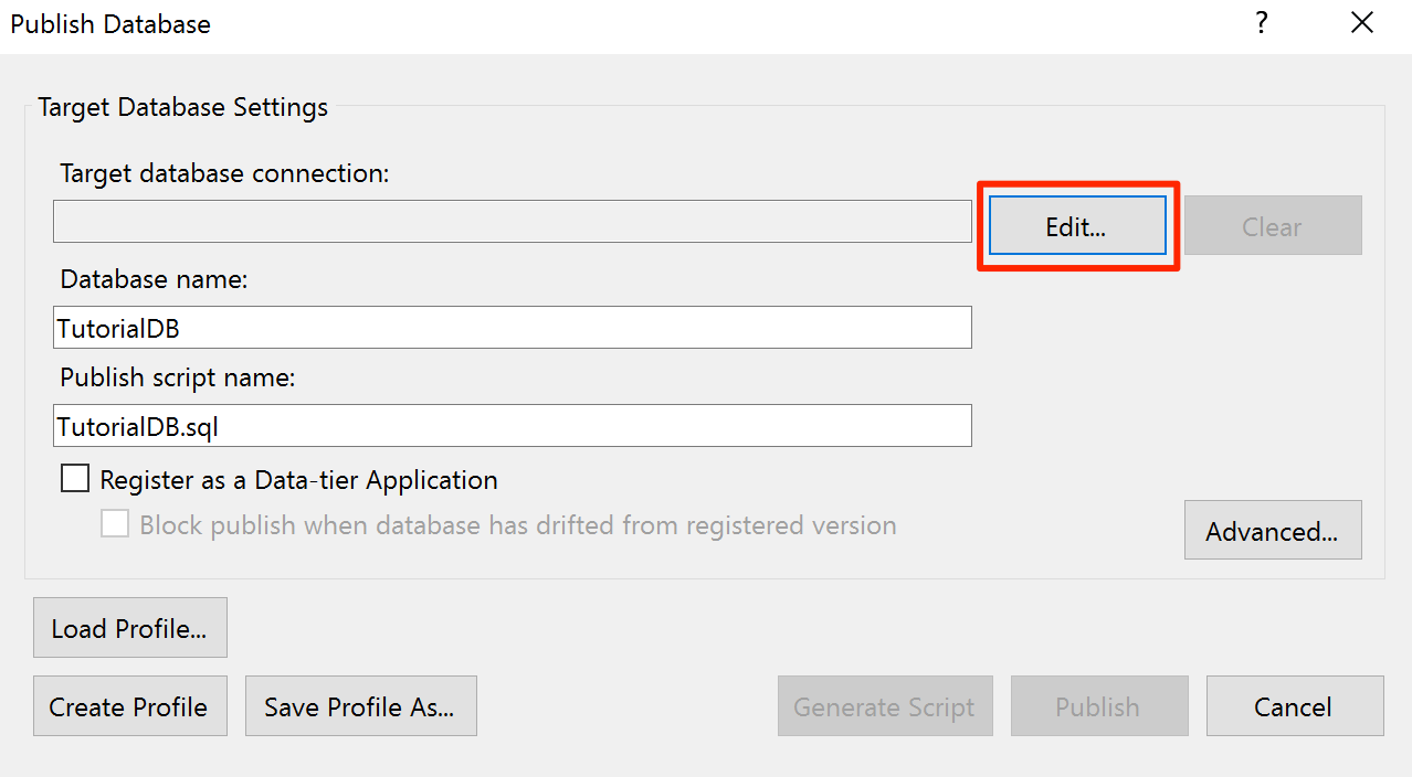 publish dialog
