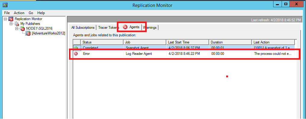 Log Reader Failing