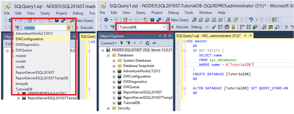 Change database