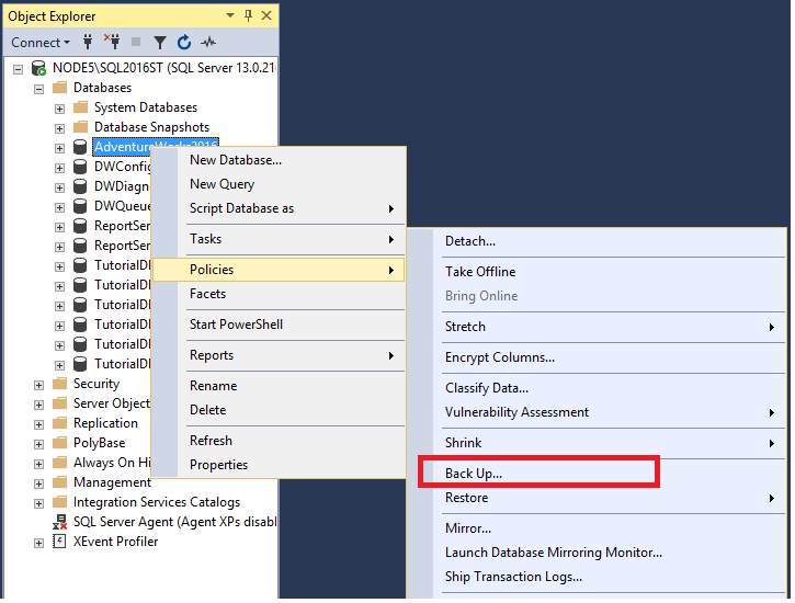 Back up Database