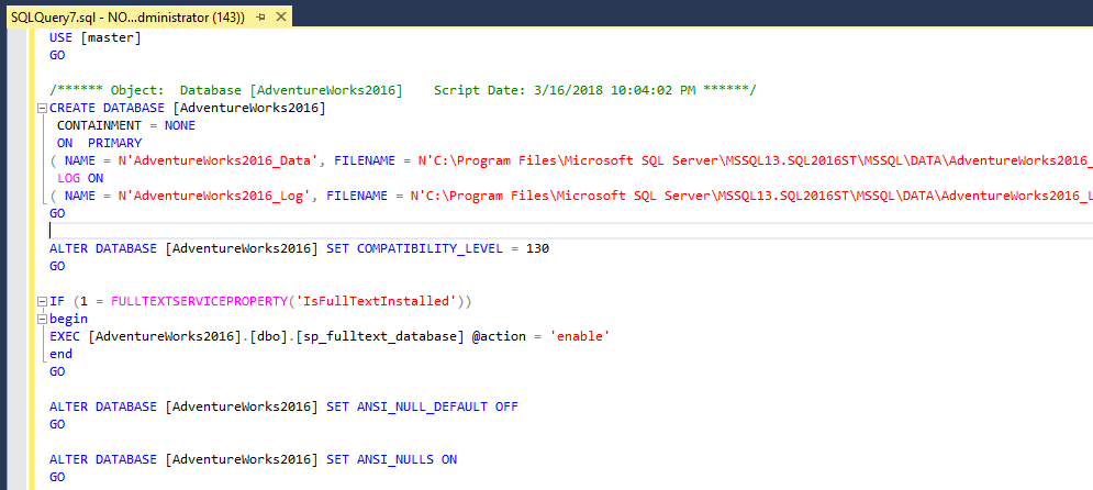 Scripted out DB