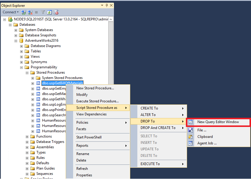 Script Stored Procedures