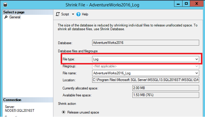 Shrink Transaction Log