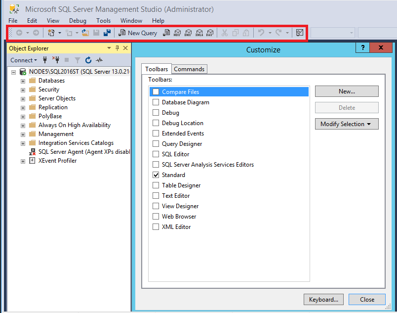 Customize Toolbar