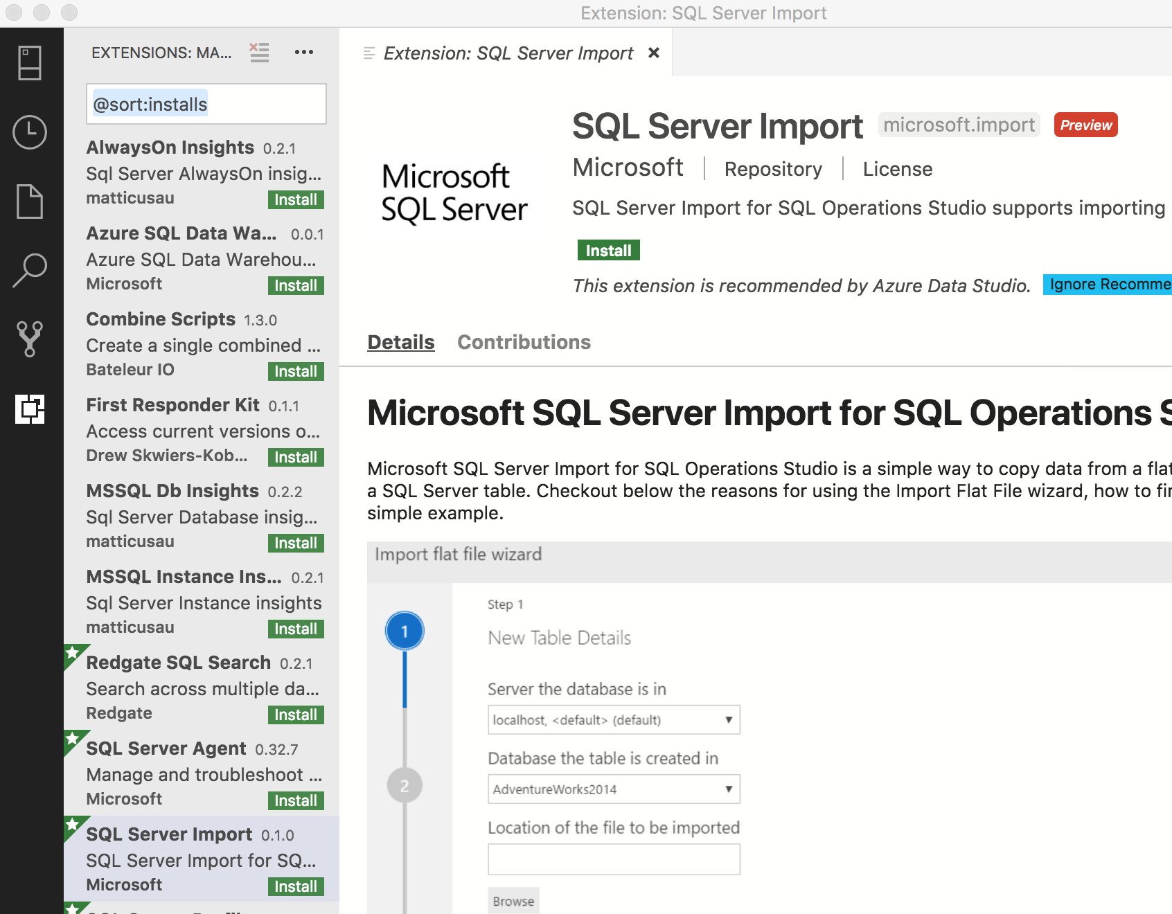 import extension manager