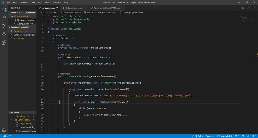 Sample C# code segment