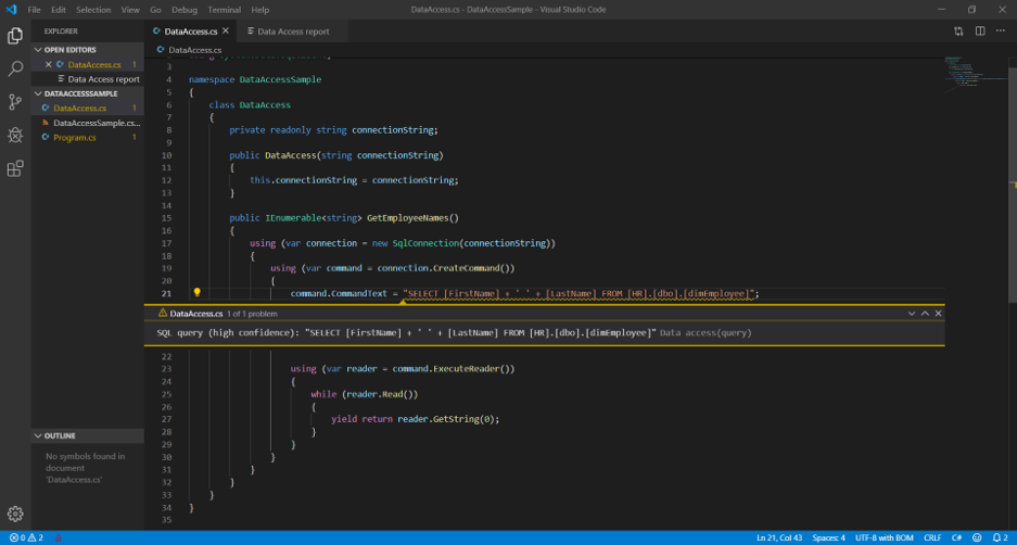 SQL queries in application code