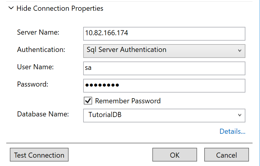 connection dialog