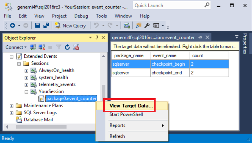 View Target Data, in SSMS, Management > Extended Events > Sessions > YourSession > package0.event_file, right-click