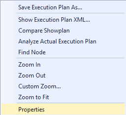 Right-click Properties in plan operator