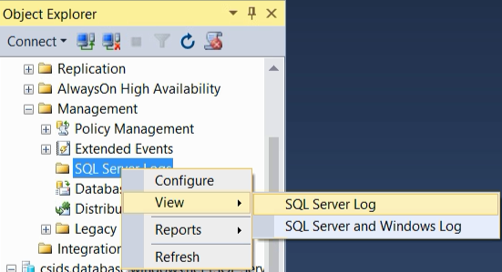 View_SQLServer_Log_SSMS