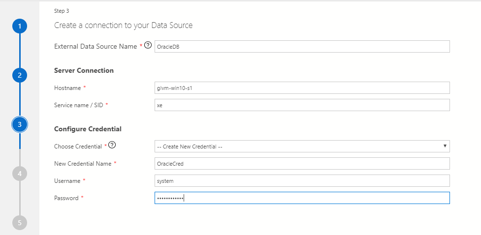 External data source credentials