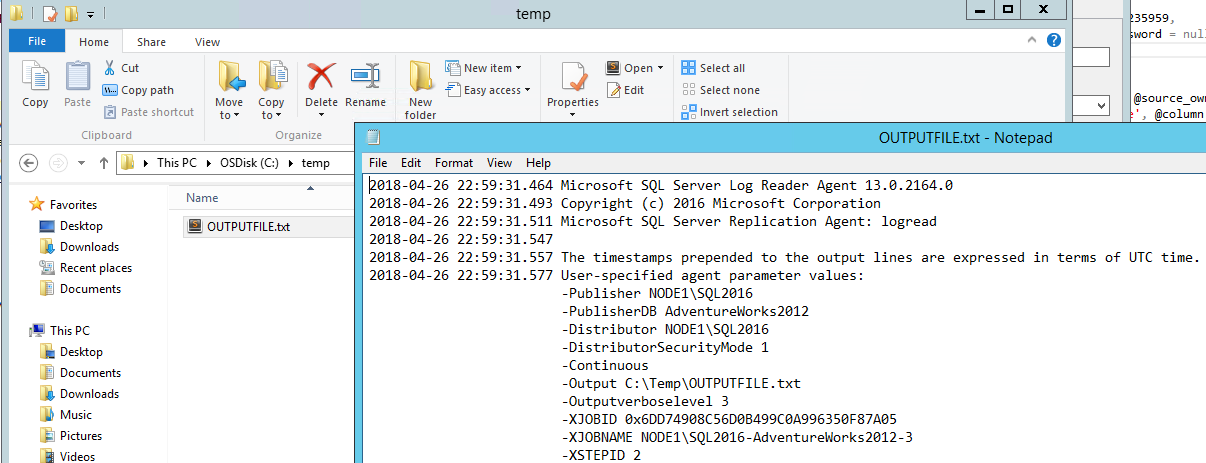 Output text file