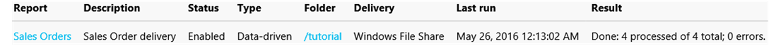 Subscription results in the web portal