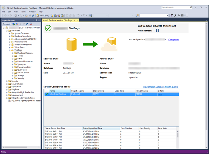Stretch Database Monitor