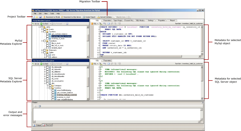 SSMA for MySql Graphical User Interface