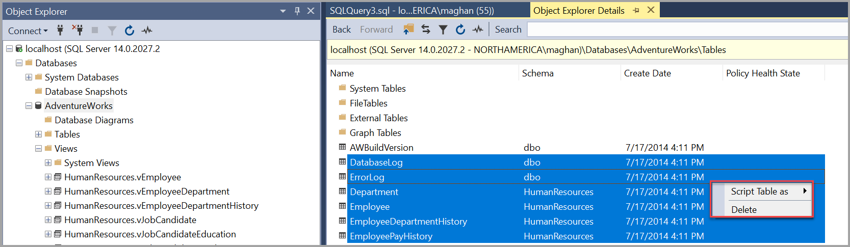 Object Explorer