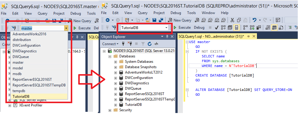 Change database
